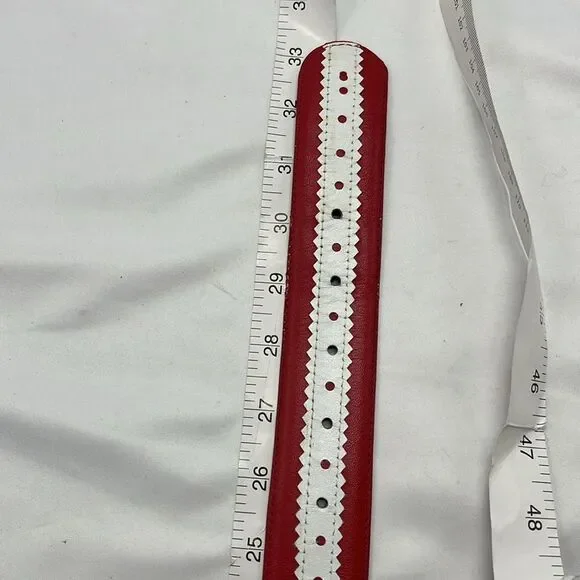 Red and White Leather ECHO Belt - Picture 5 of 5